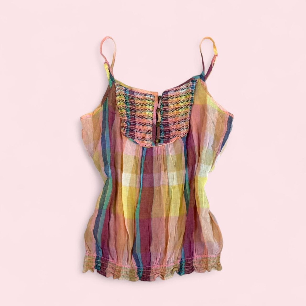 Y2K Old Navy multicoloured plaid ruffle tank top